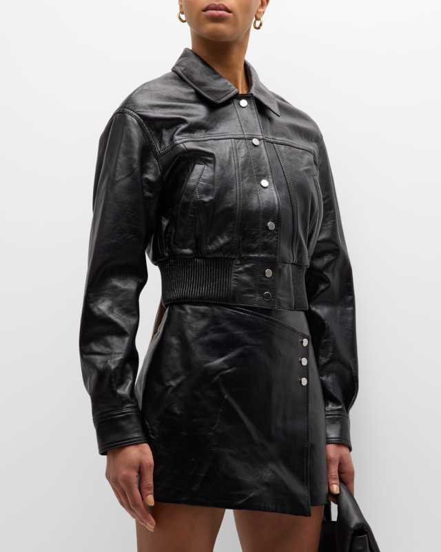 Bulut Cropped Leather Jacket